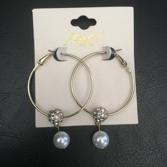 14k Gold Handcrafted Pavé Diamond Pearl Huggie Earrings  Badgley Hoops with pave rotating ball and pearl